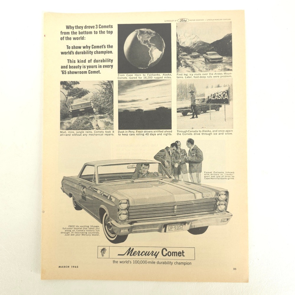 Mercury Comet Caliente Print Ad Durability Champion Garage Wall Car Show Decor